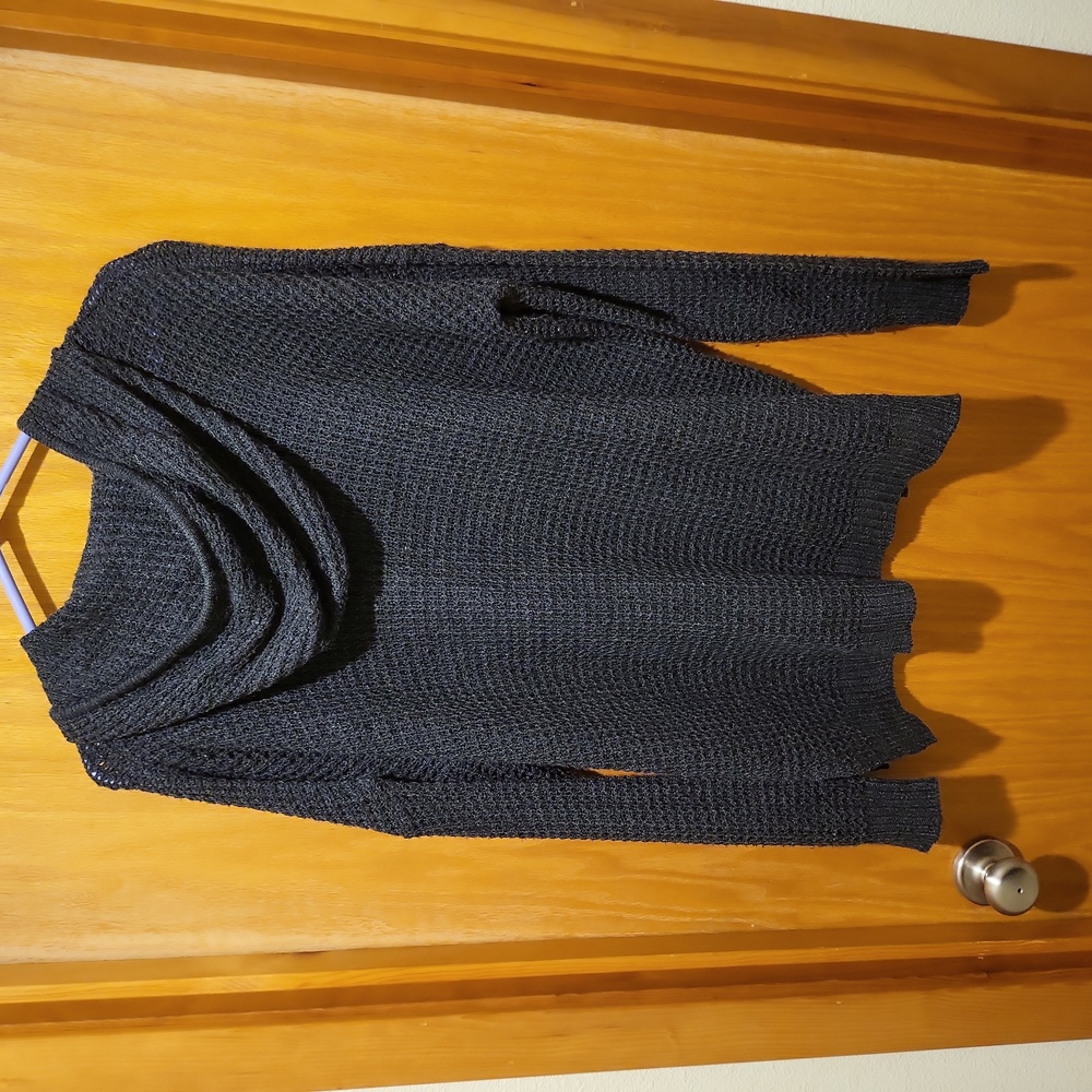 Dark Grey Open Knit Sweater EUC - Picture 2 of 3